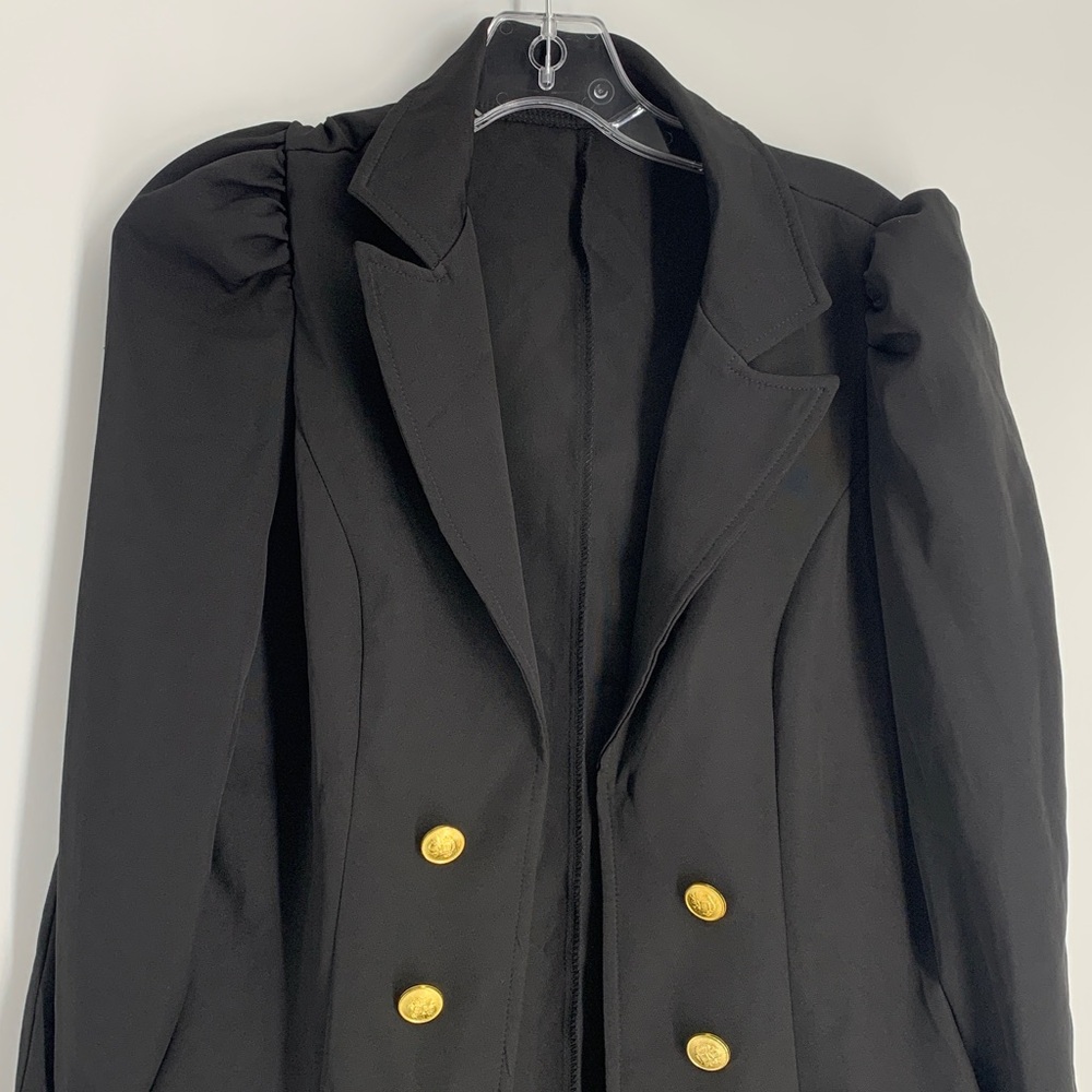 Sz M SHEIN Black women’s Blazer with Gold Buttons - Picture 2 of 10